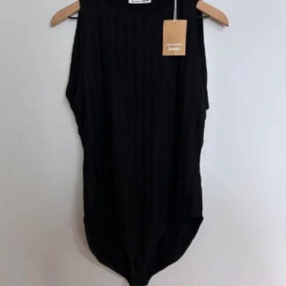 Reformation Black Ribbed Stretch Bodysuit - Picture 1 of 5